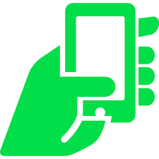 grön logga hand greppad om mobil